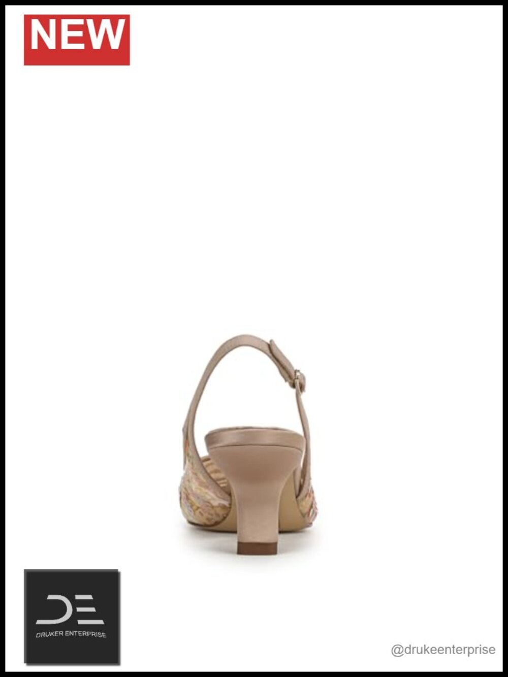 Pointed Toe Kitten Heel Slingback Pumps with Buckle - Picture 3 of 6